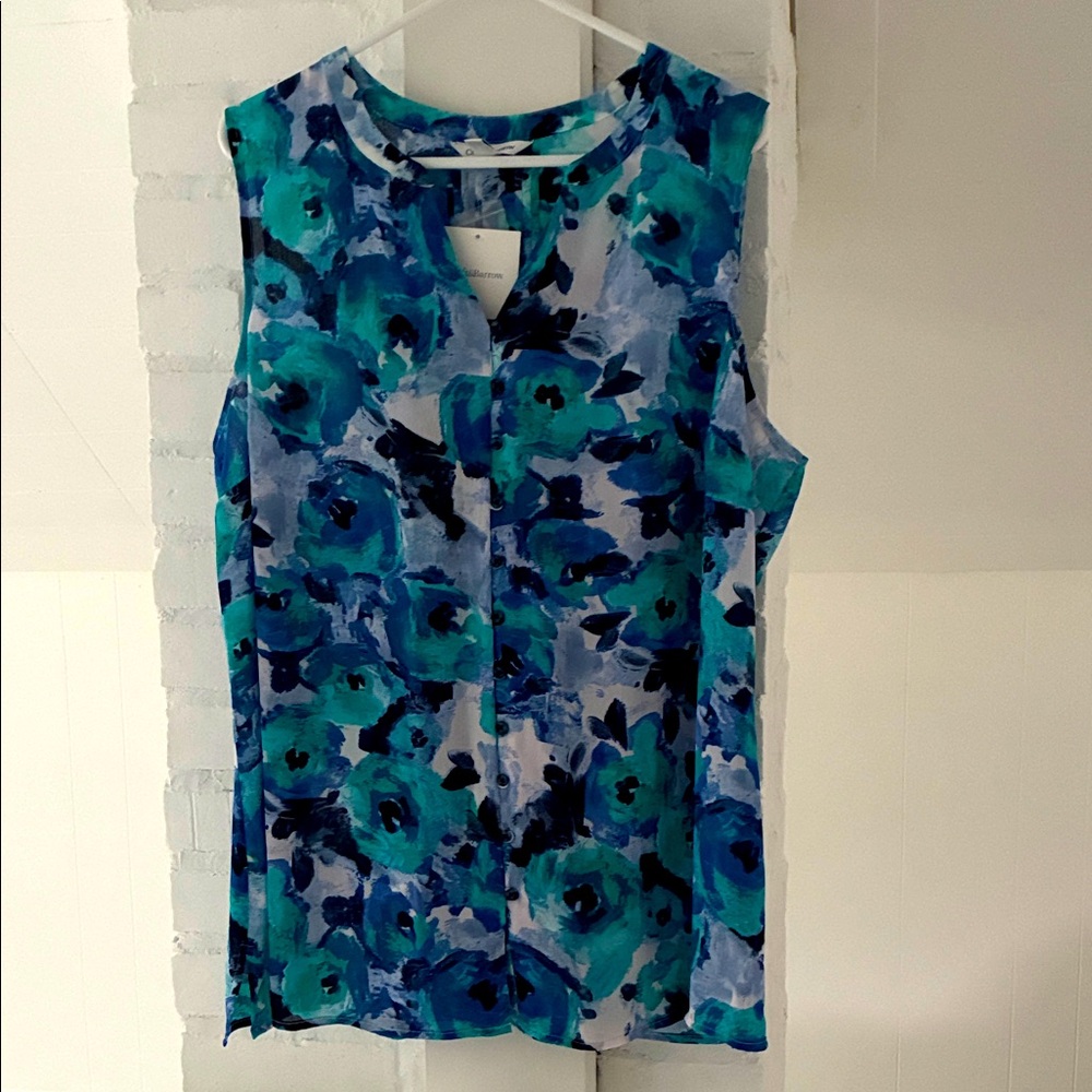NWT Croft & Barrow Blue and Green Floral Blouse